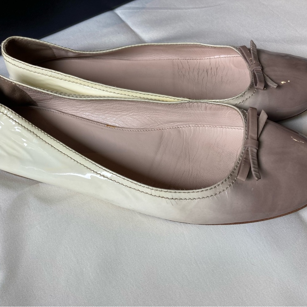 Prada Bianca Quarzo Ombré Patent Leather Ballet Flats - Picture 3 of 11